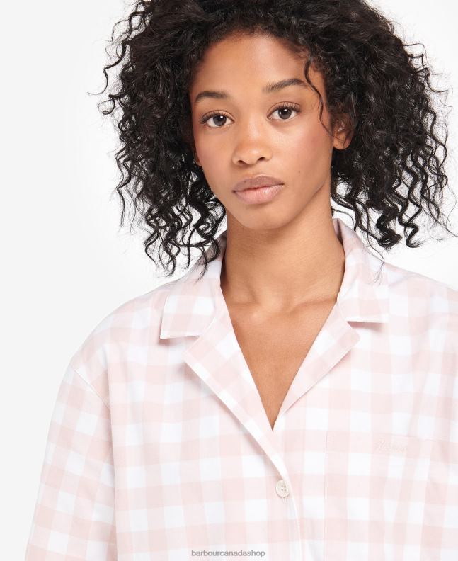 Barbour Clothing Women Light Pink Gingham Etta Gingham PJ Set 2BB2F2035