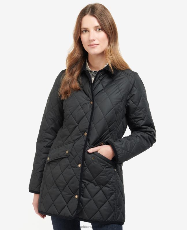 Barbour Clothing Women Black/Ancient Long Cavalry Quilted Jacket 2BB2F1506