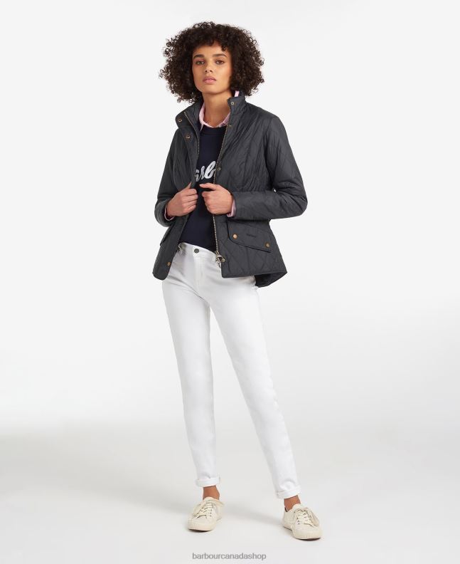 Barbour Clothing Women Black/Stone Flyweight Cavalry Quilted Jacket 2BB2F1406