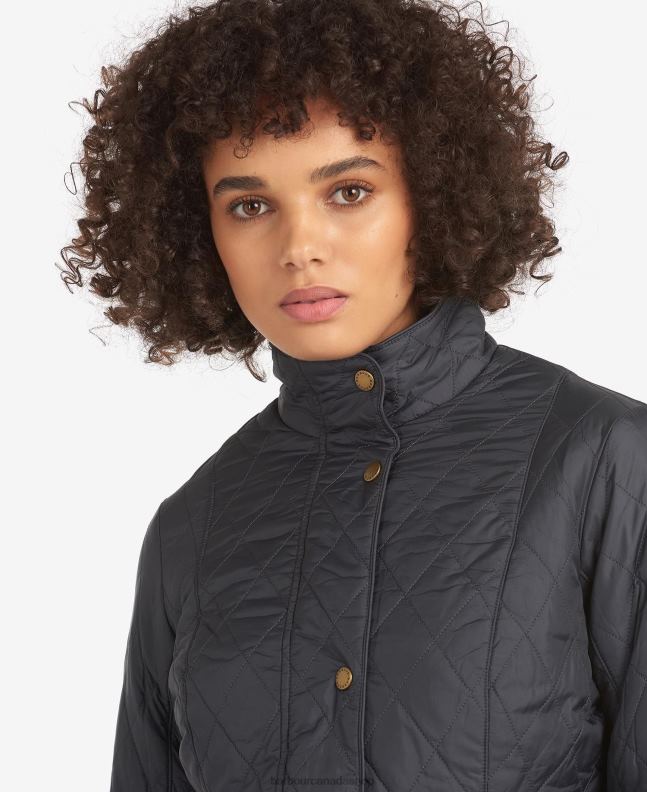 Barbour Clothing Women Black/Stone Flyweight Cavalry Quilted Jacket 2BB2F1406