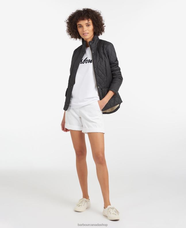 Barbour Clothing Women Black/Stone Flyweight Cavalry Quilted Jacket 2BB2F1414