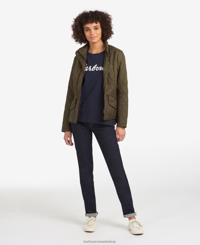 Barbour Clothing Women Black/Stone Flyweight Cavalry Quilted Jacket 2BB2F1418