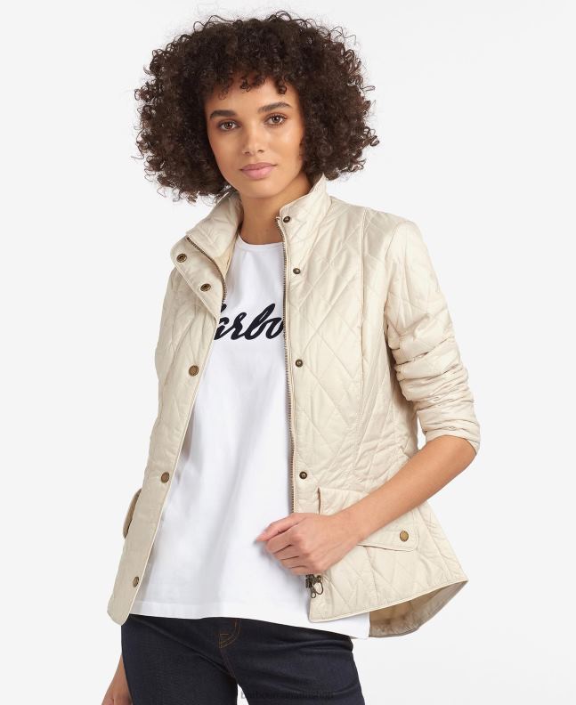 Barbour Clothing Women Black/Stone Flyweight Cavalry Quilted Jacket 2BB2F1501