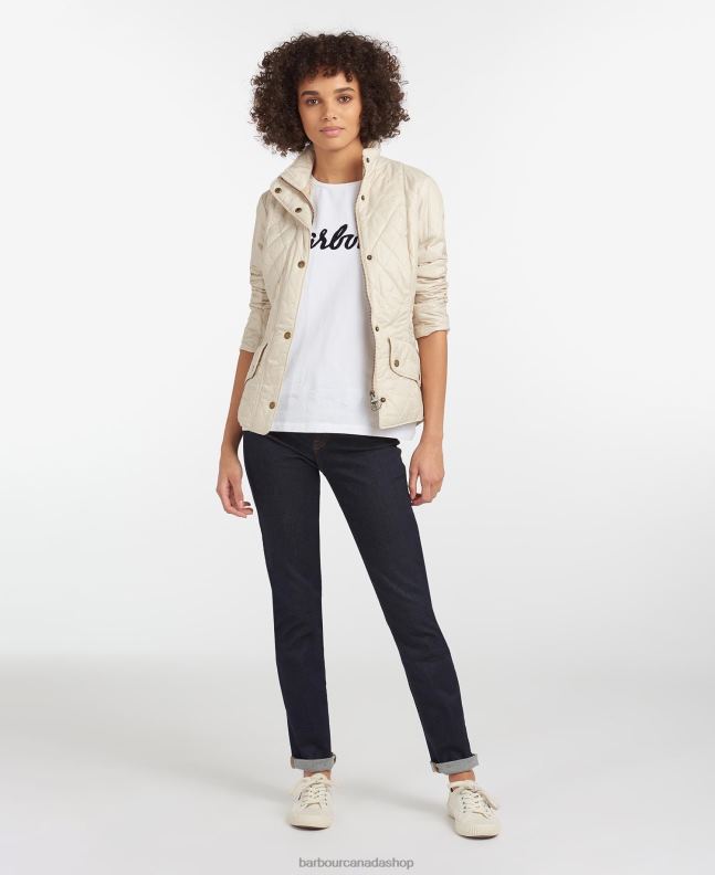 Barbour Clothing Women Black/Stone Flyweight Cavalry Quilted Jacket 2BB2F1501