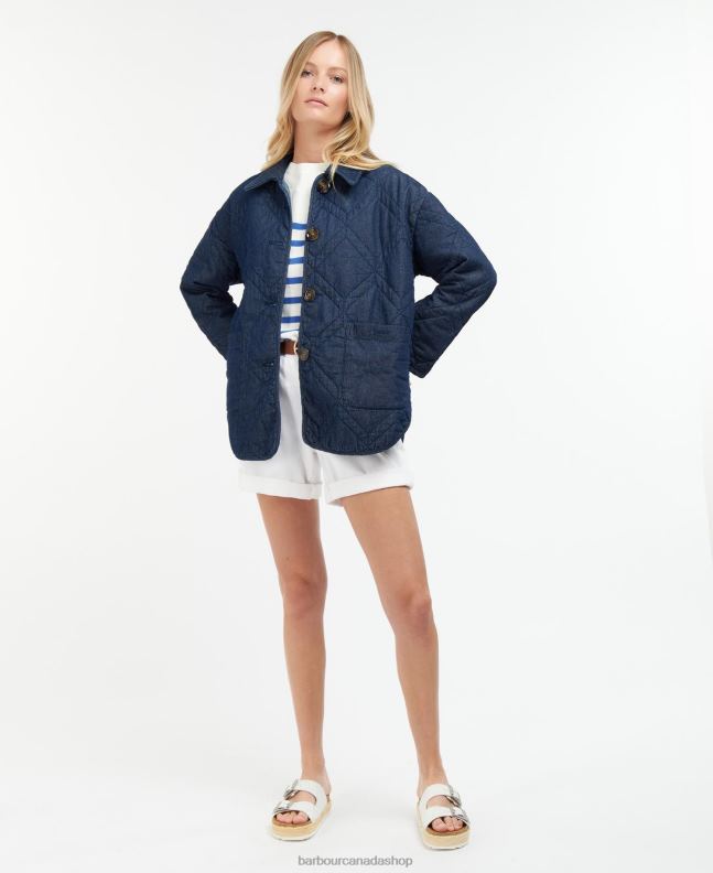Barbour Clothing Women Dark Wash/Dress Indigo Denim Barrhead Quilted Shacket 2BB2F1422