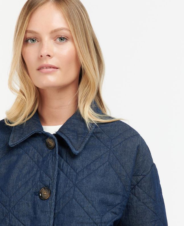Barbour Clothing Women Dark Wash/Dress Indigo Denim Barrhead Quilted Shacket 2BB2F1422