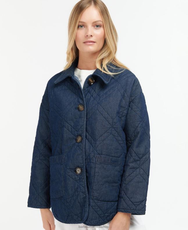Barbour Clothing Women Dark Wash/Dress Indigo Denim Barrhead Quilted Shacket 2BB2F1422