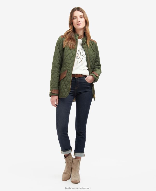 Barbour Clothing Women Olive/Ancient Premium Cavalry Quilted Jacket 2BB2F1485