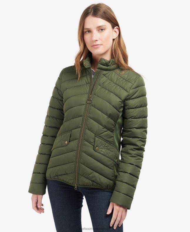 Barbour Clothing Women Olive/Olive Marl Stretch Cavalry Quilted Jacket 2BB2F1411