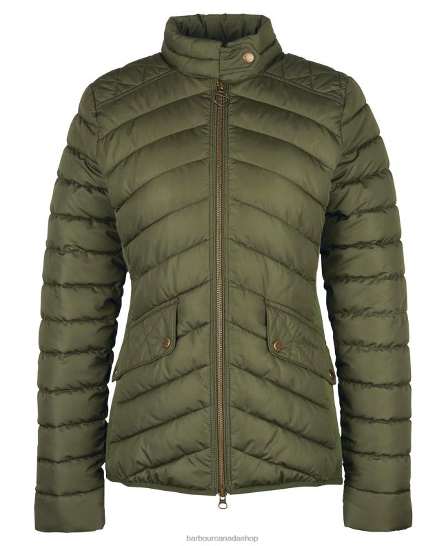 Barbour Clothing Women Olive/Olive Marl Stretch Cavalry Quilted Jacket 2BB2F1411