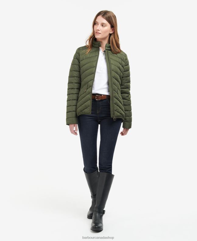 Barbour Clothing Women Olive/Olive Marl Stretch Cavalry Quilted Jacket 2BB2F1411