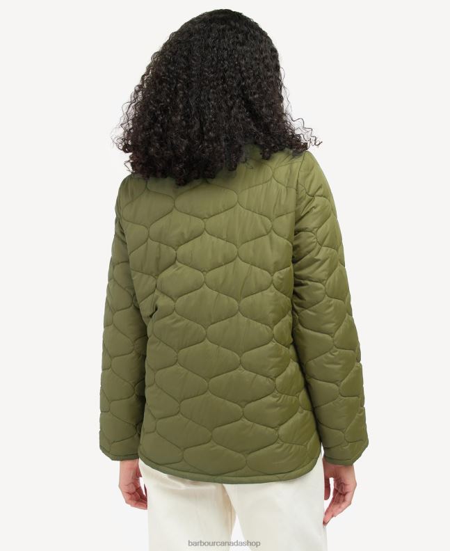 Barbour Clothing Women Olive Tree/Pink Punch Reversible Apia Quilted Jacket 2BB2F1474