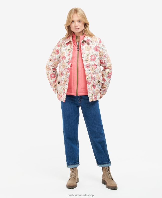 Barbour Clothing Women Retro Floral Yarrow/Olive Tree Printed Leilani Quilted Jacket 2BB2F1479