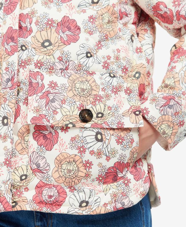 Barbour Clothing Women Retro Floral Yarrow/Olive Tree Printed Leilani Quilted Jacket 2BB2F1479