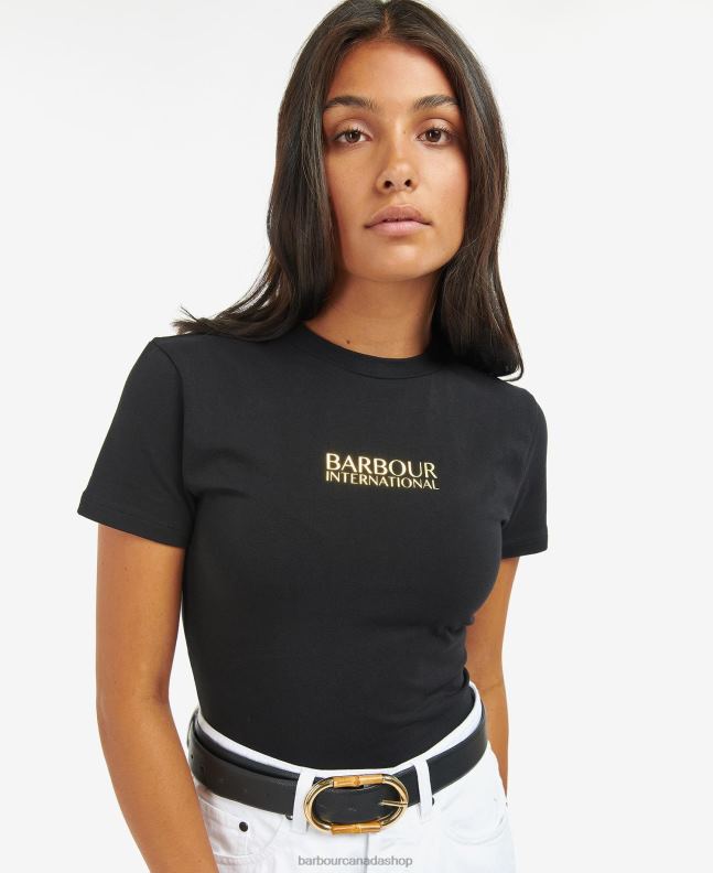 Barbour Clothing Women Classic Black Reign Cropped T-Shirt 2BB2F1704