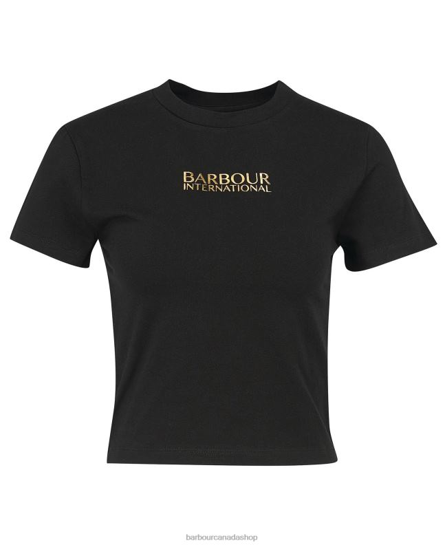 Barbour Clothing Women Classic Black Reign Cropped T-Shirt 2BB2F1704