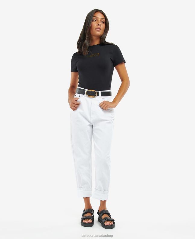 Barbour Clothing Women Classic Black Reign Cropped T-Shirt 2BB2F1704