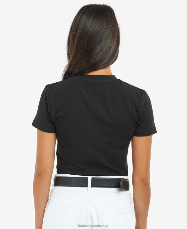 Barbour Clothing Women Classic Black Reign Cropped T-Shirt 2BB2F1704