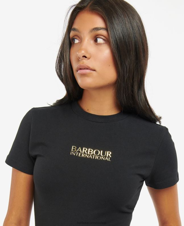 Barbour Clothing Women Classic Black Reign Cropped T-Shirt 2BB2F1704