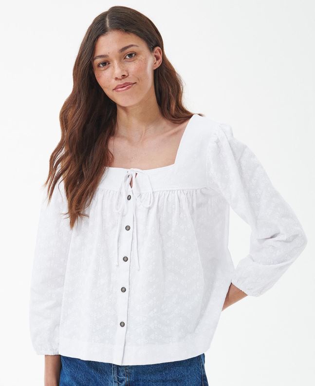 Barbour Clothing Women Classic White Delphinium Top 2BB2F1658