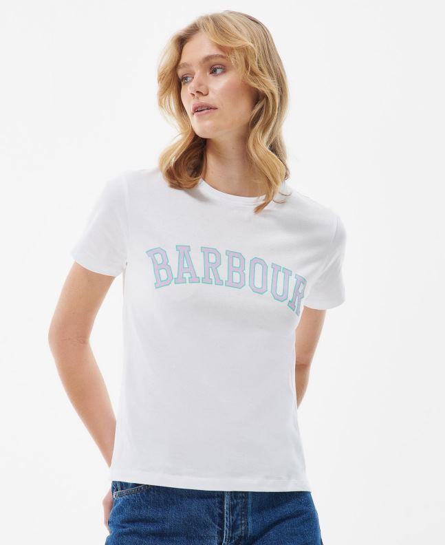 Barbour Clothing Women Classic White Northumberland T-Shirt 2BB2F1680
