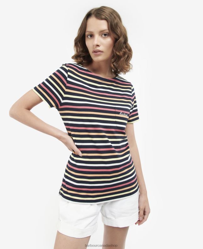 Barbour Clothing Women Navy Multistripe Short-Sleeved Bradley Top 2BB2F1690
