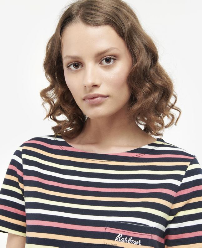 Barbour Clothing Women Navy Multistripe Short-Sleeved Bradley Top 2BB2F1690