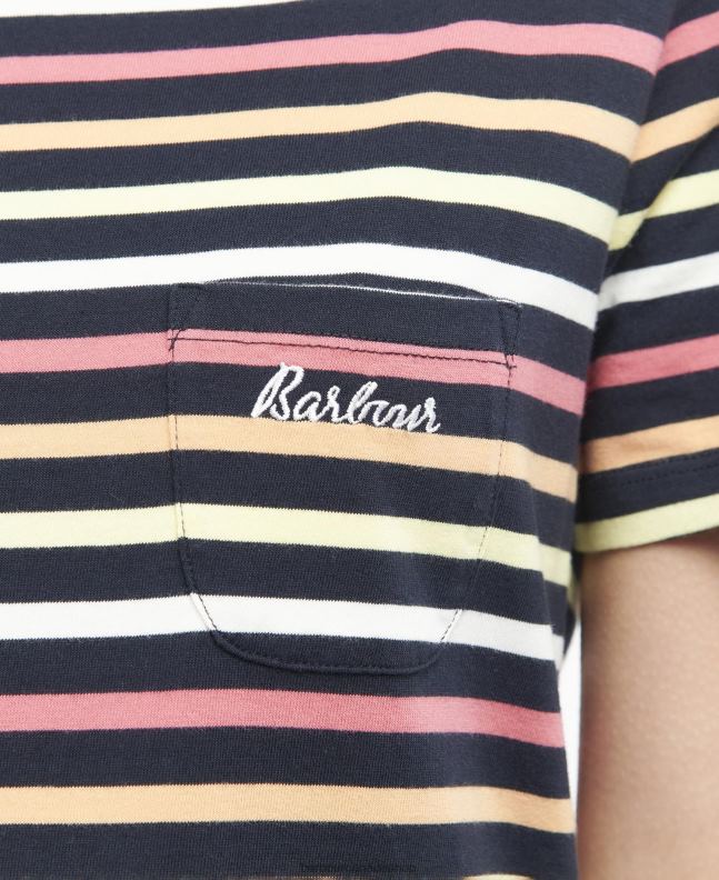 Barbour Clothing Women Navy Multistripe Short-Sleeved Bradley Top 2BB2F1690
