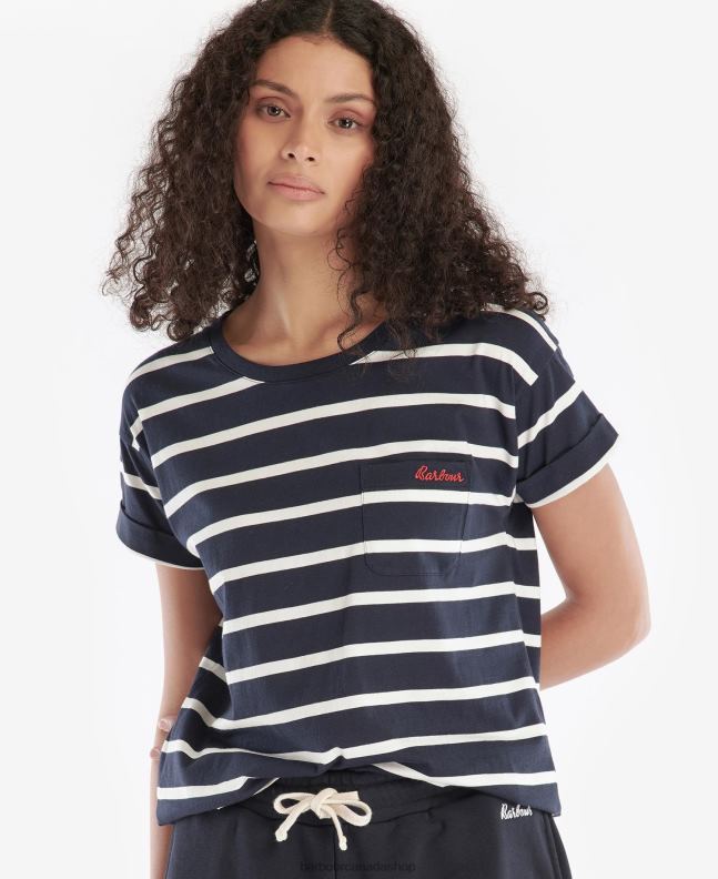 Barbour Clothing Women Navy/White Otterburn Stripe T-Shirt 2BB2F1652
