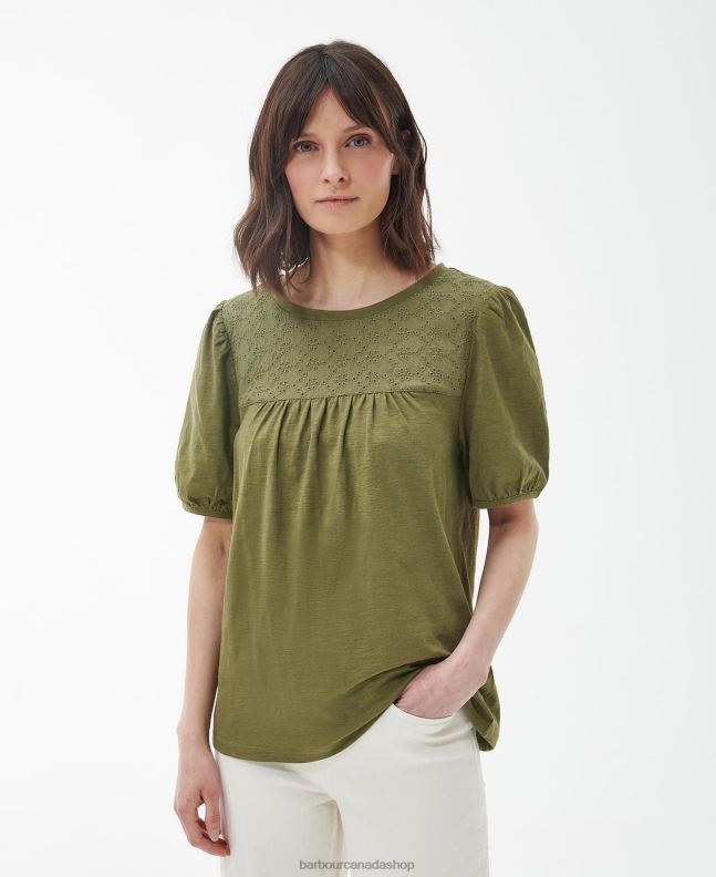 Barbour Clothing Women Olive Tree Pearl Top 2BB2F1759