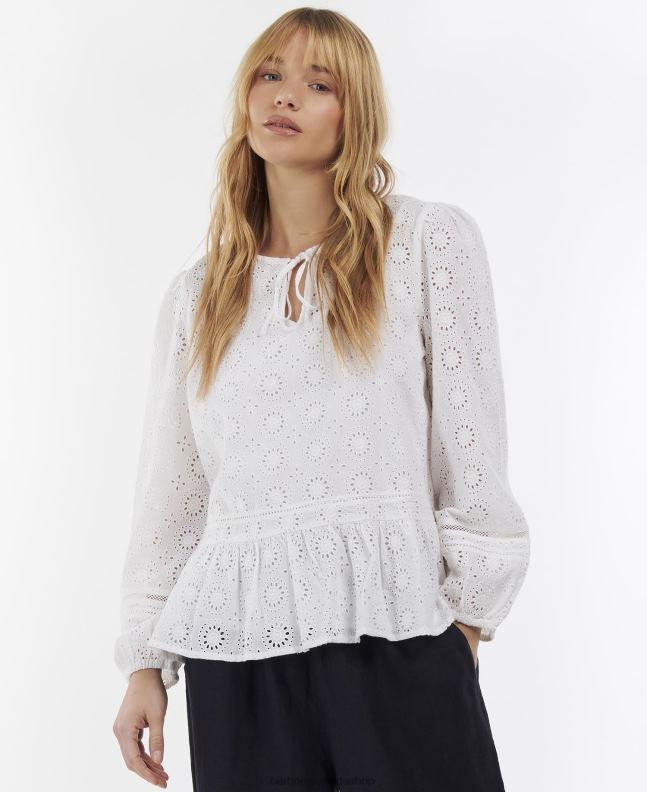 Barbour Clothing Women White Cherbury Top 2BB2F1631