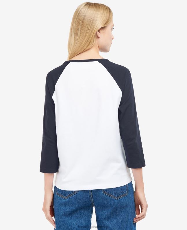 Barbour Clothing Women White/Pink Punch Northumberland T-Shirt 2BB2F1663