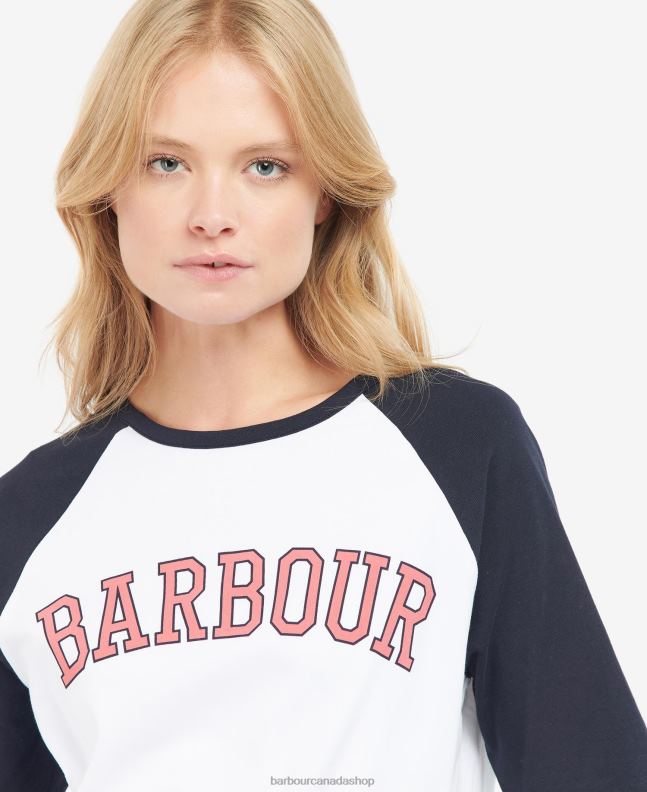 Barbour Clothing Women White/Pink Punch Northumberland T-Shirt 2BB2F1663