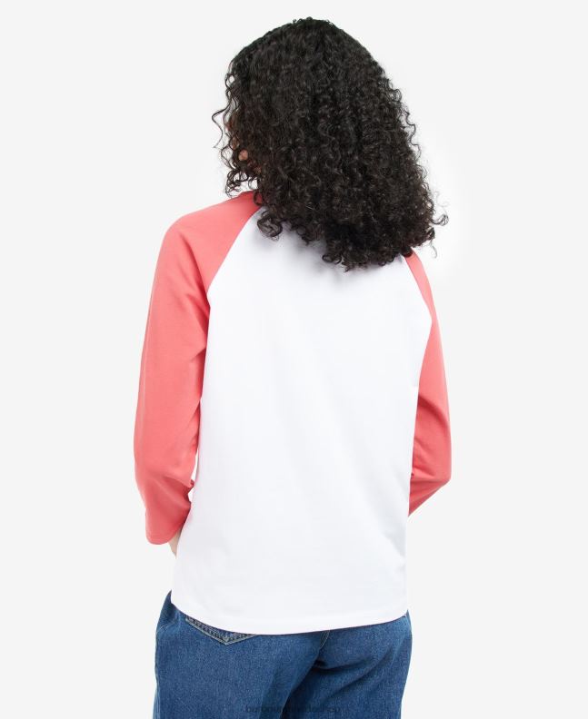 Barbour Clothing Women White/Pink Punch Northumberland T-Shirt 2BB2F1733
