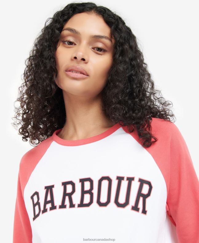 Barbour Clothing Women White/Pink Punch Northumberland T-Shirt 2BB2F1733