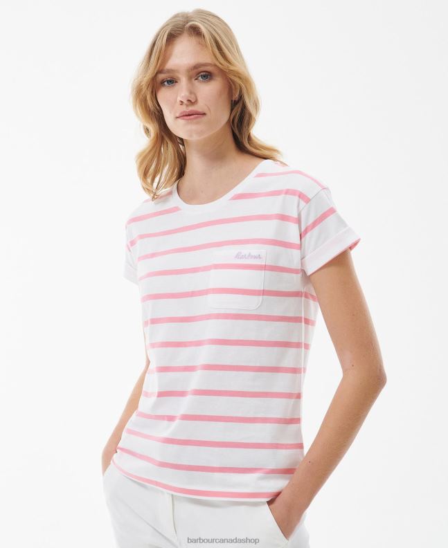 Barbour Clothing Women White/hibiscus Otterburn Stripe T-Shirt 2BB2F1649