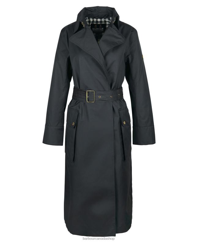 Barbour Clothing Women Black/Northumberland Check Powerbuilt Waterproof Trench Coat 2BB2F1538