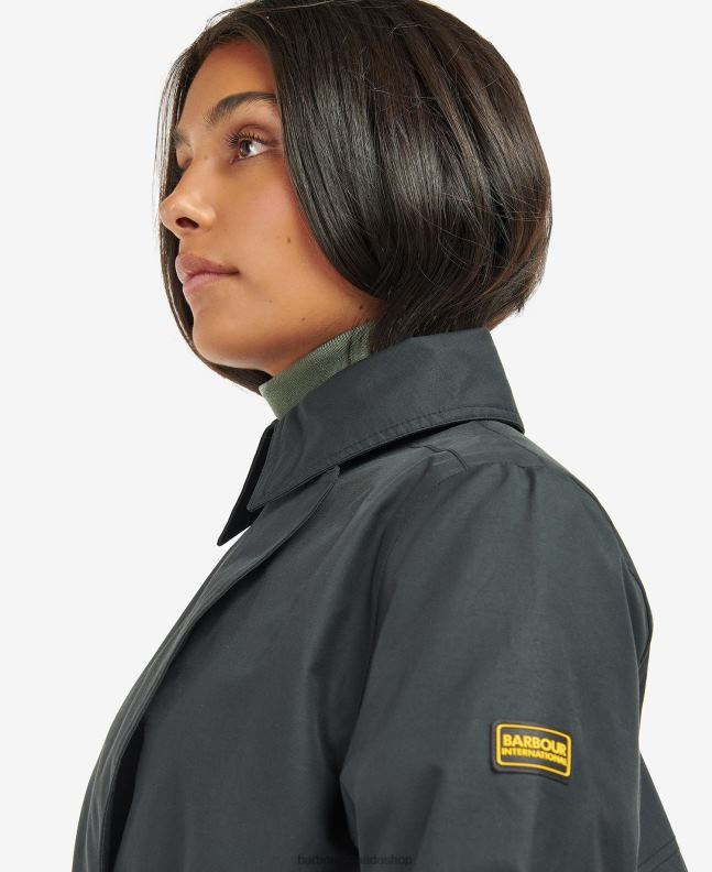 Barbour Clothing Women Black/Northumberland Check Powerbuilt Waterproof Trench Coat 2BB2F1538