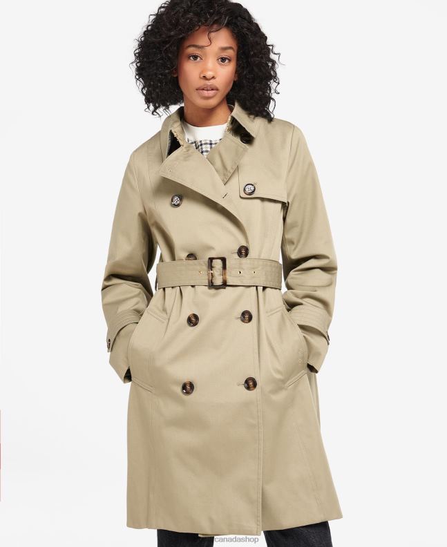 Barbour Clothing Women Dark Navy/Ancient Poplar Short Greta Showerproof Trench Coat 2BB2F1526