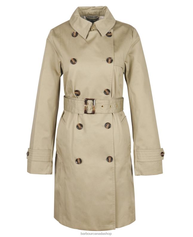 Barbour Clothing Women Dark Navy/Ancient Poplar Short Greta Showerproof Trench Coat 2BB2F1526