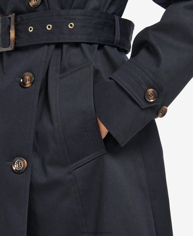 Barbour Clothing Women Dark Navy/Ancient Poplar Short Greta Showerproof Trench Coat 2BB2F1528