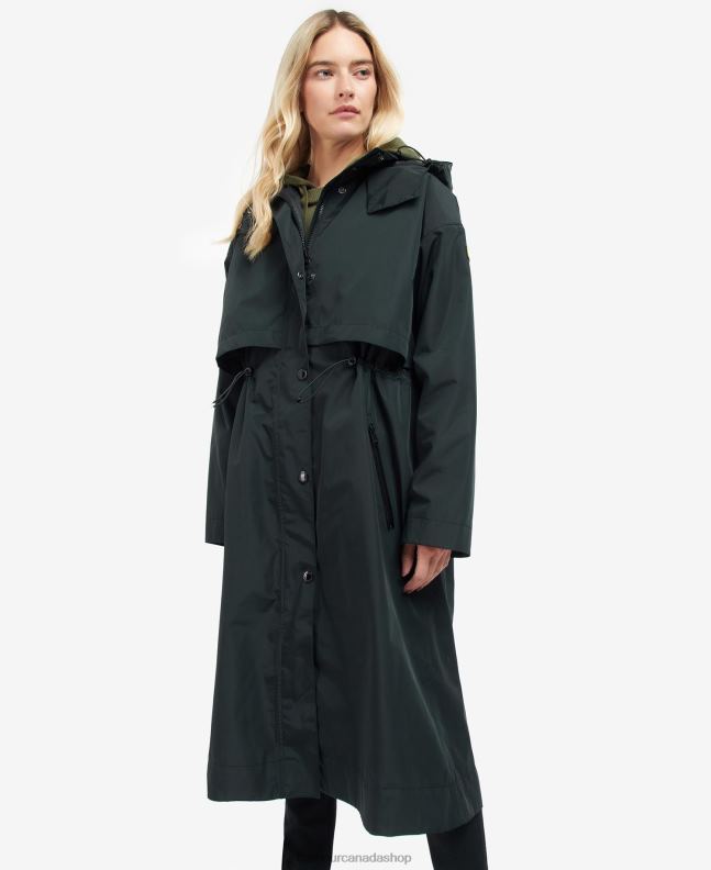 Barbour Clothing Women Palmer Green Crossfields Waterproof Trench Coat 2BB2F1532