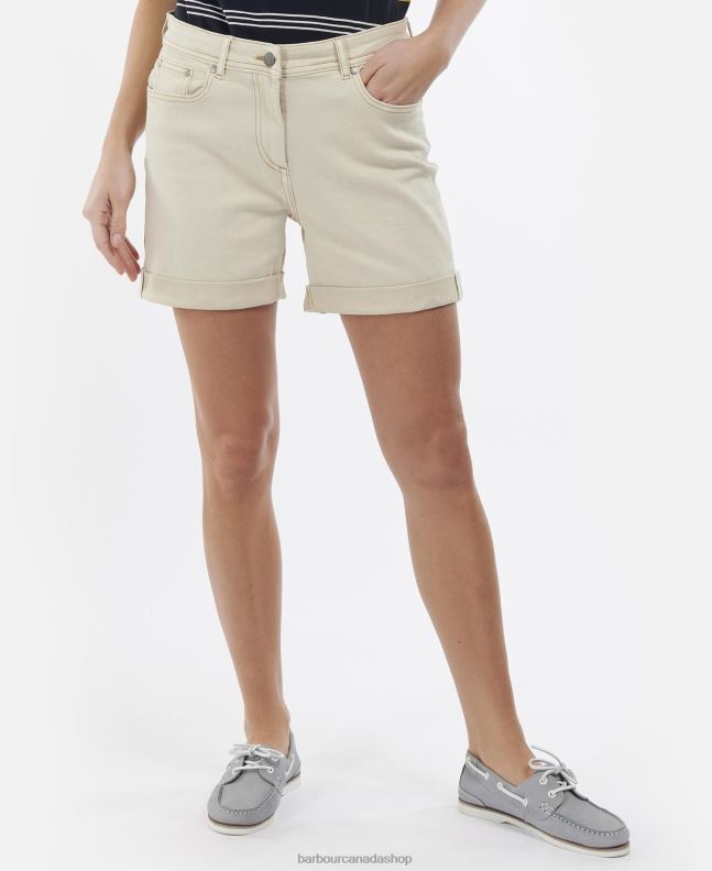 Barbour Clothing Women Ecru Maddison Denim Shorts 2BB2F1769