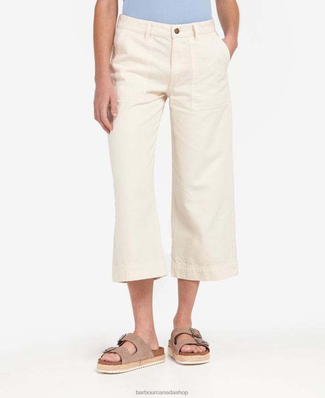 Barbour Clothing Women Ecru Southport Cropped Jeans 2BB2F1773