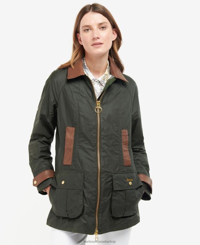 Barbour Clothing Women Archive Olive/Ancient Premium Beadnell Waxed Jacket 2BB2F1387