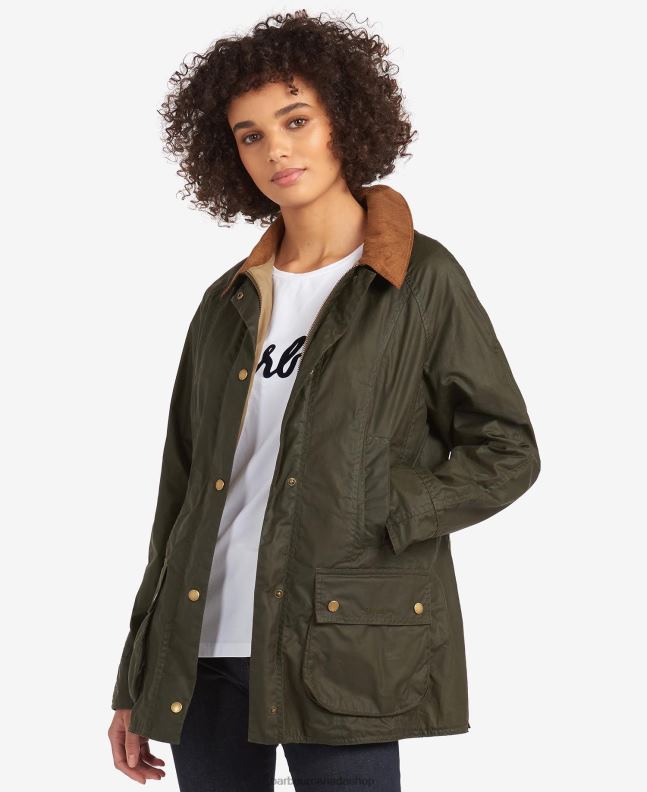 Barbour Clothing Women Archive Olive Lightweight Beadnell Waxed Cotton Jacket 2BB2F1398