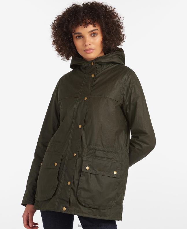 Barbour Clothing Women Archive Olive Lightweight Durham Waxed Cotton Jacket 2BB2F1369