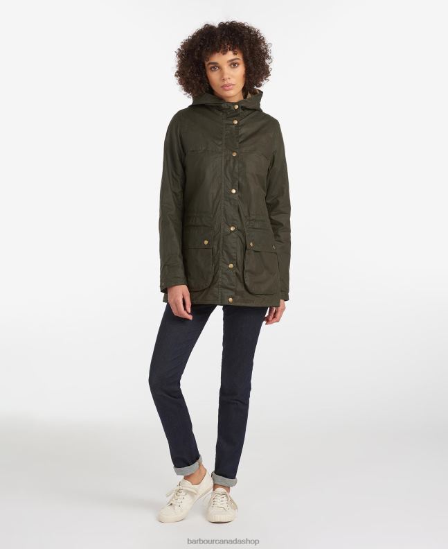 Barbour Clothing Women Archive Olive Lightweight Durham Waxed Cotton Jacket 2BB2F1369