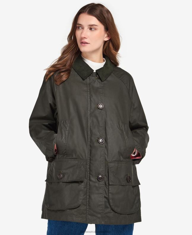 Barbour Clothing Women Archive Olive/Pink Punch Salt Waxed Jacket 2BB2F1379