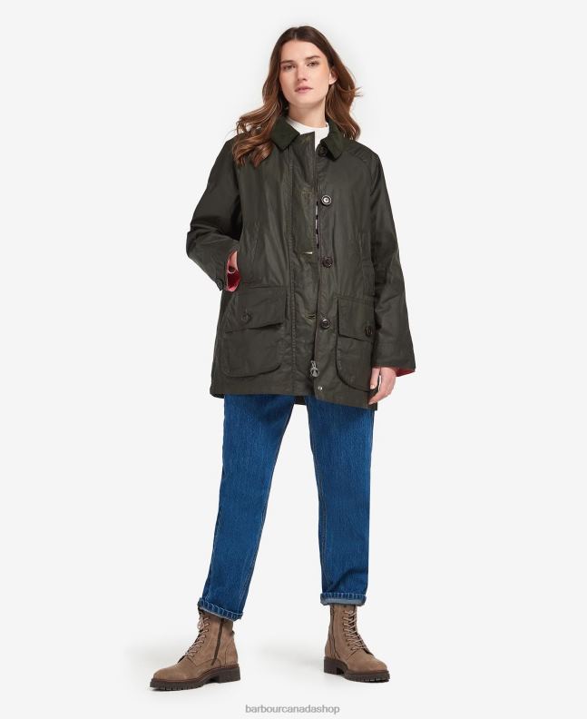 Barbour Clothing Women Archive Olive/Pink Punch Salt Waxed Jacket 2BB2F1379